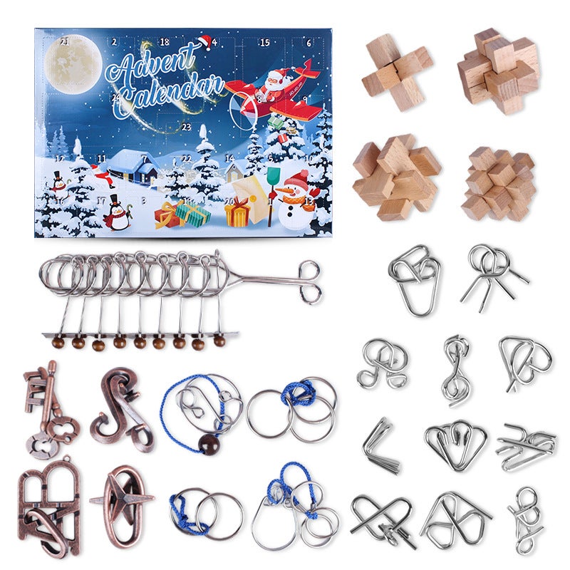 Christmas Gift Blind Box Pokes Le Zhili Button Kong Ming Lock Nine-Chain 24 Suit Christmas Calendar - Image 1